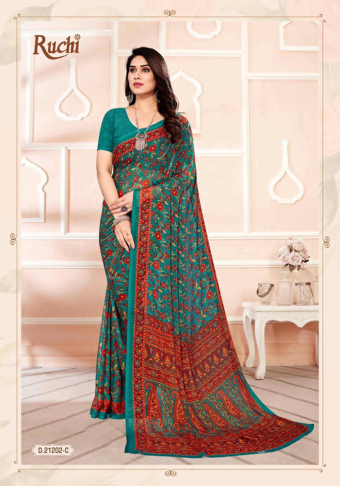 Star Chiffon 93rd Edition.Ruchi Regular Wear Wholesale Printed Sarees